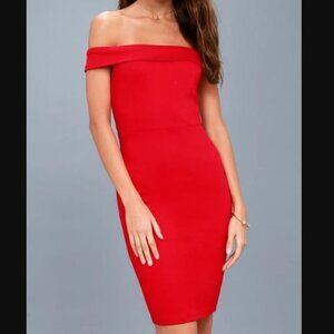 Soon Stretch Off-the-Shoulder Bodycon Dress Size XXL Red